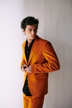 Orange corduroy blazer view 1