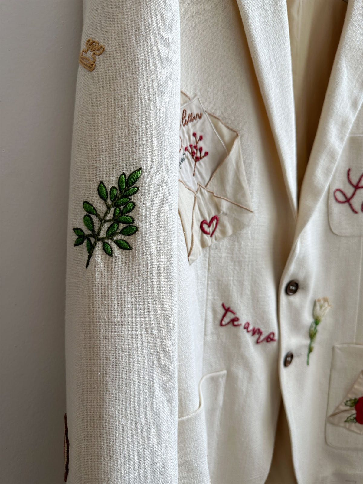 "Te amo" Hand Embroidered Casual Wedding Blazer - image 4