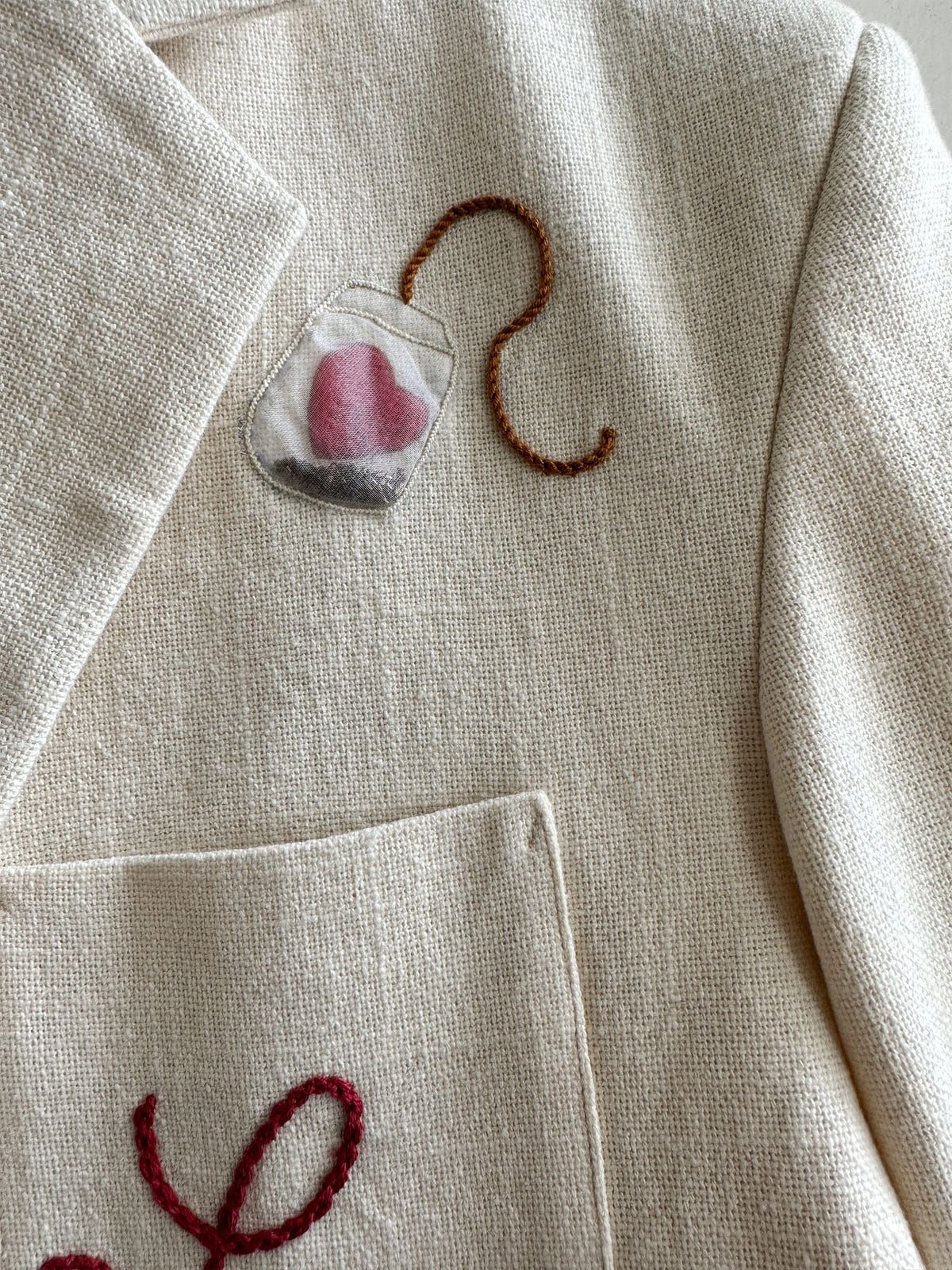 "Te amo" Hand Embroidered Casual Wedding Blazer - image 6