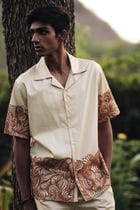 Abstract wave embroidered shirt view 2