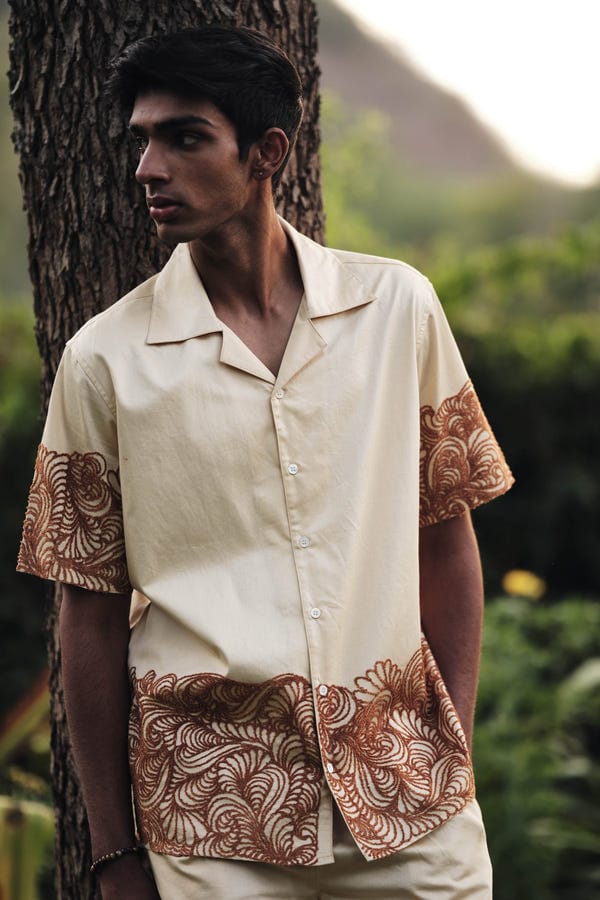 Perte D'ego — Abstract wave embroidered shirt