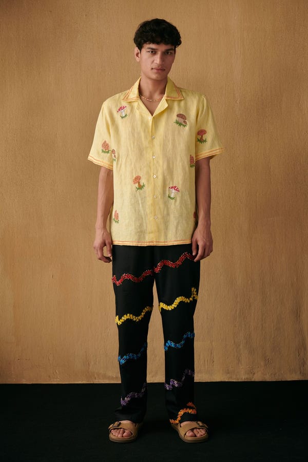 Perte D'ego — "Le mushroom" hand embroidered shirt