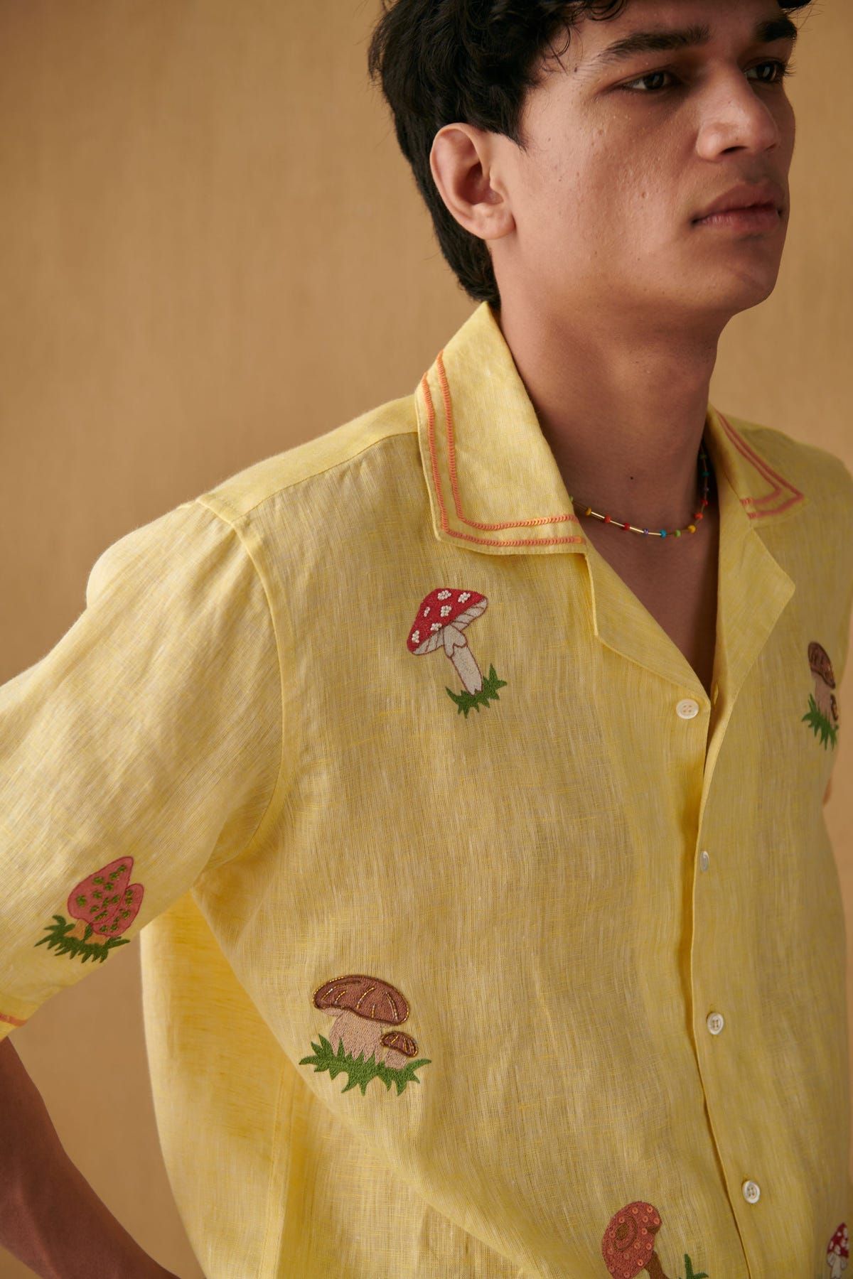 "Le mushroom" hand embroidered shirt - image 4