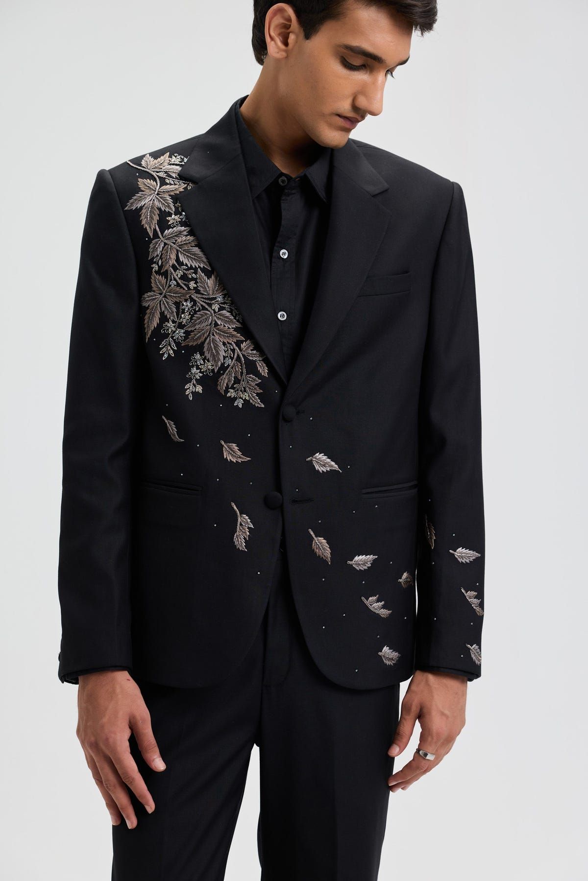 Moonlit Vine Hand embroidered Blazer - image 3