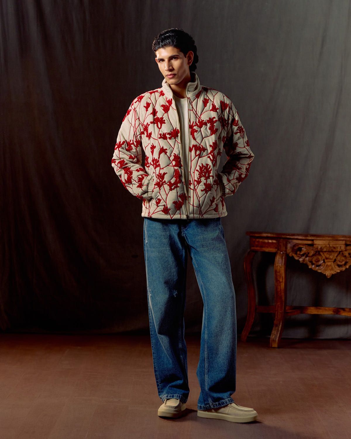 Red Bloom quilted jacket - image 3