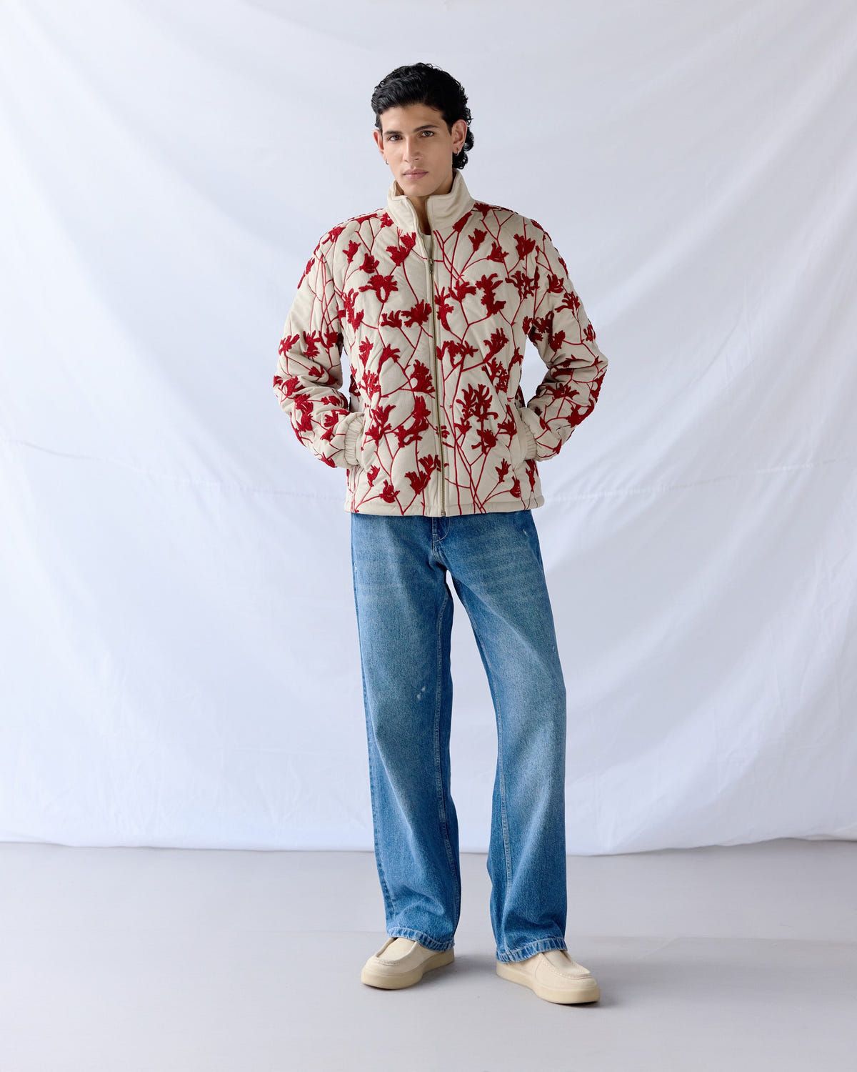 Red Bloom quilted jacket - image 7