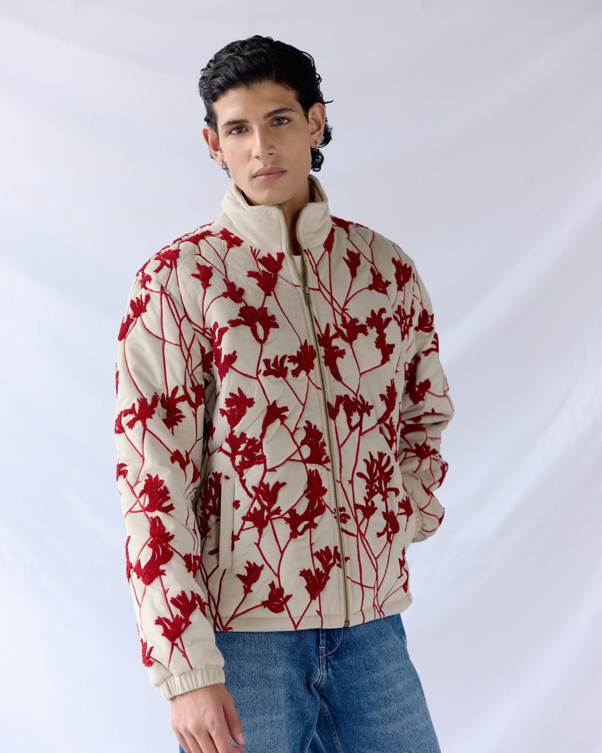 Red Bloom quilted jacket - image 8