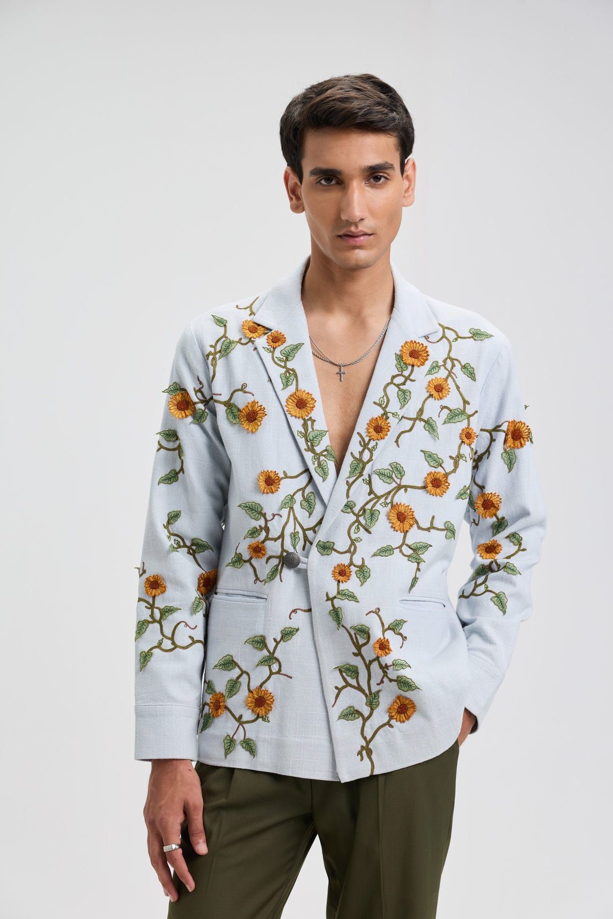 "Sunflower" hand appliqué resort blazer - image 5