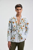"Sunflower" hand appliqué resort blazer view 5