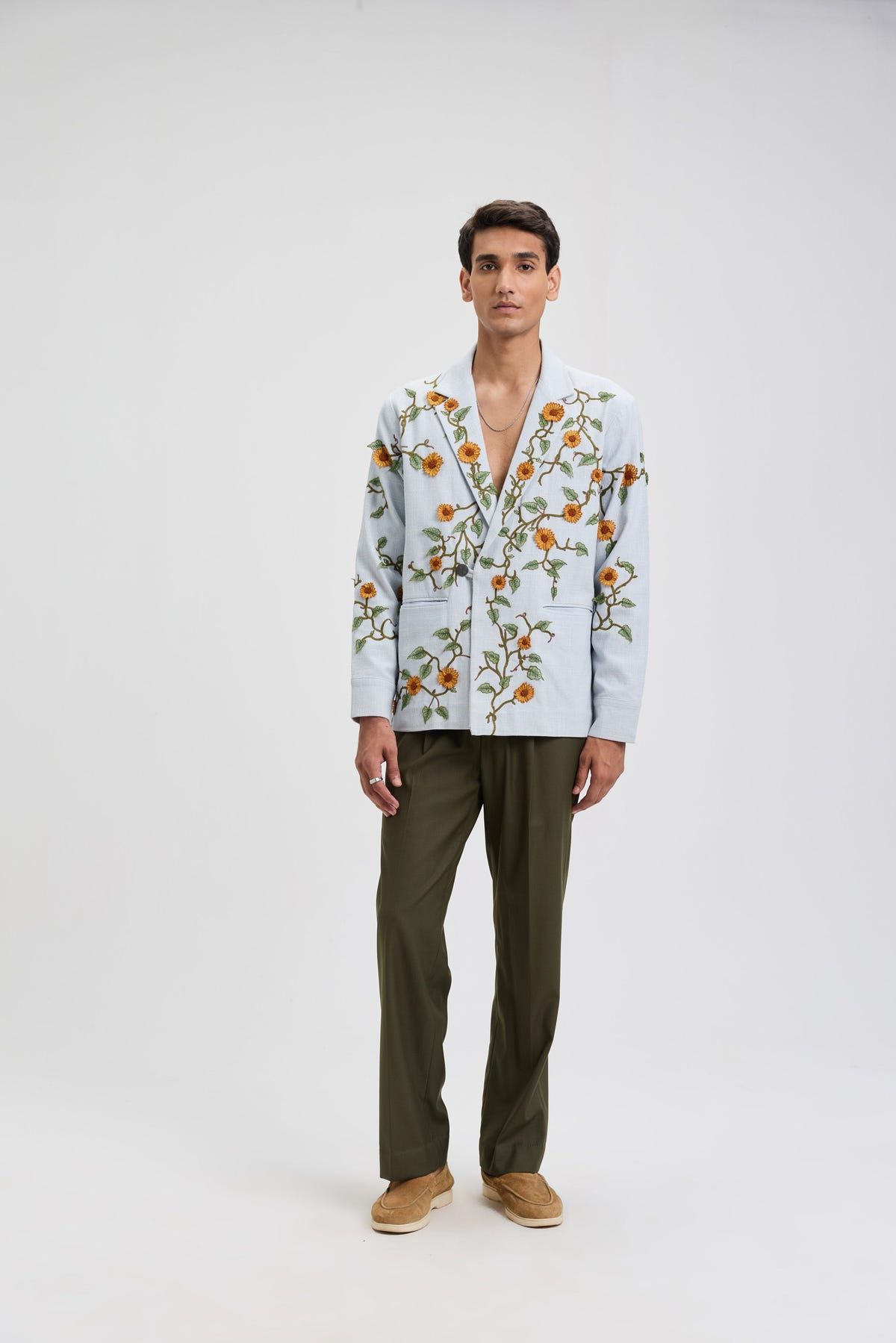 "Sunflower" hand appliqué resort blazer - image 6