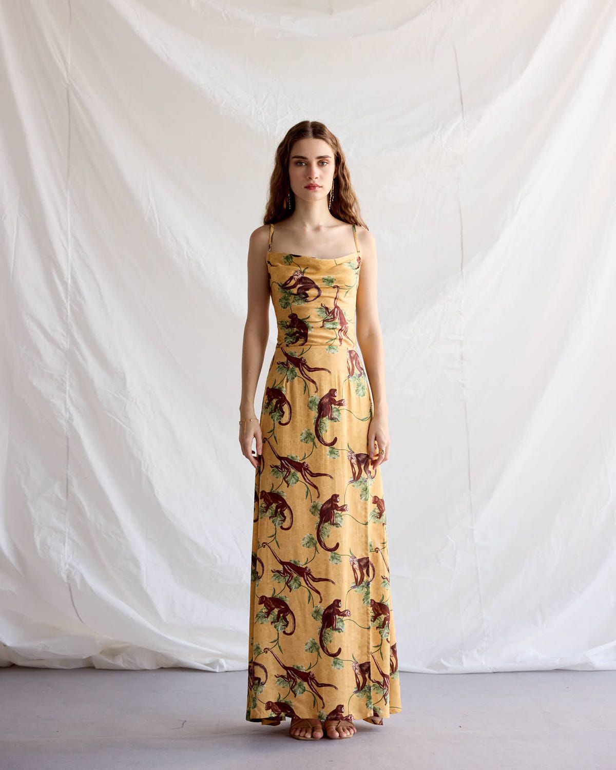"Le Bali" Pleated Cowl Aline Dress - image 1