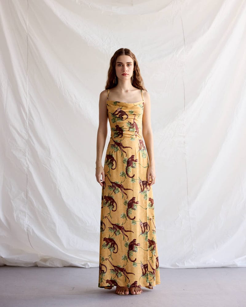 "Le Bali" Pleated Cowl Aline Dress