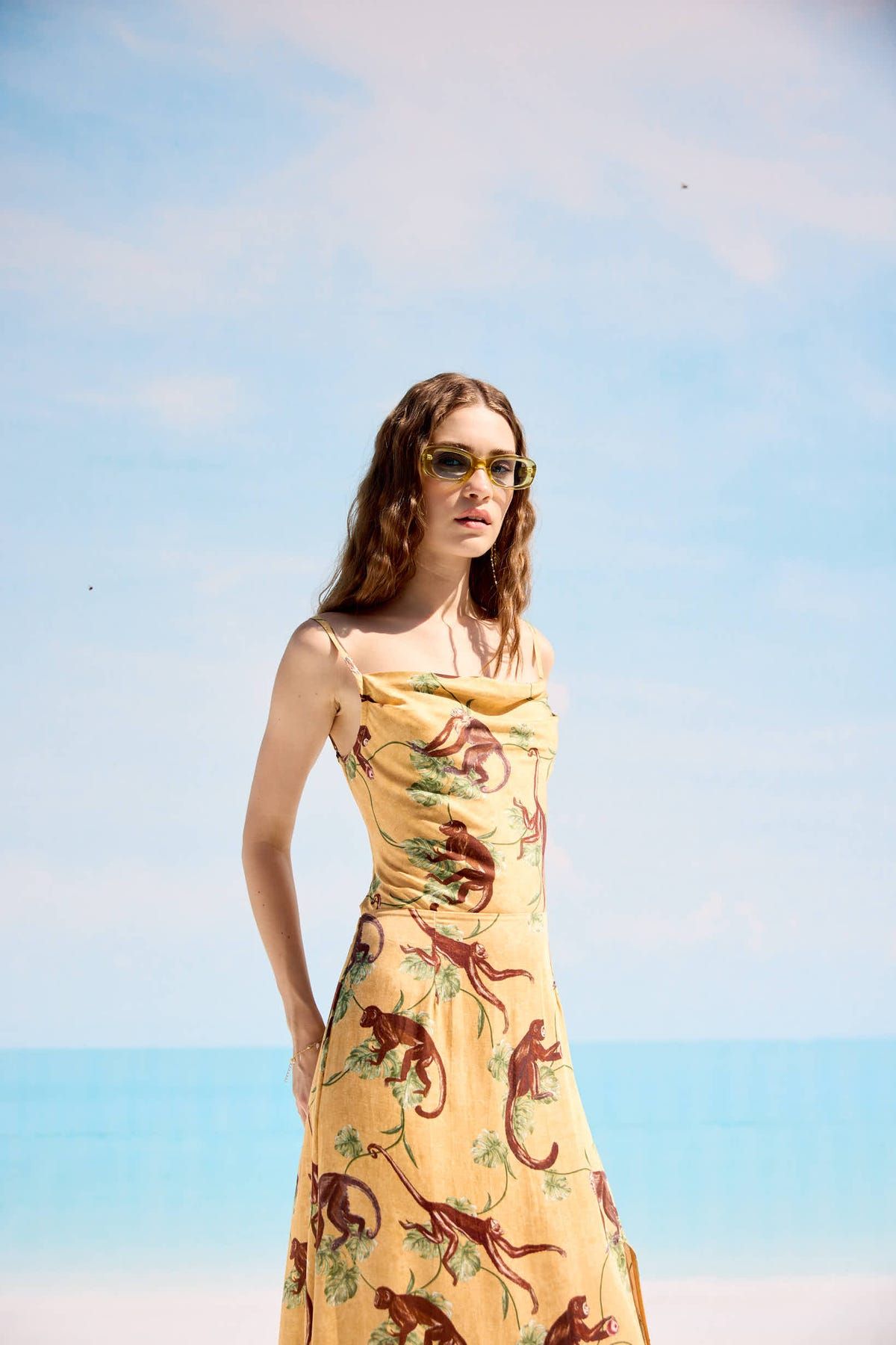 "Le Bali" Pleated Cowl Aline Dress - image 2