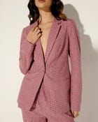 Coral pink hand embroidered blazer view 1