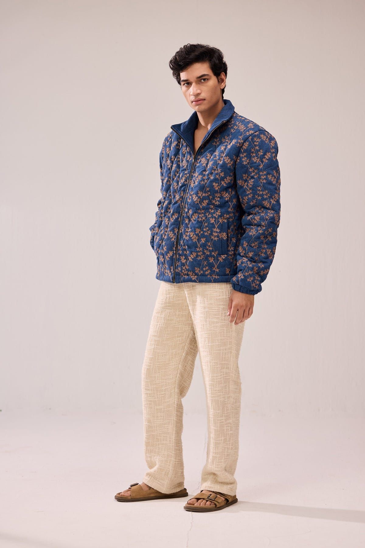 Floral embroidered denim quilted jacket - image 2