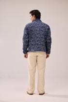Floral embroidered denim quilted jacket view 3
