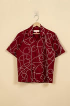 "Love scribbles" embroidered shirt- Red view 1