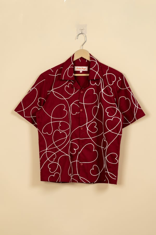 Perte D'ego — "Love scribbles" embroidered shirt- Red