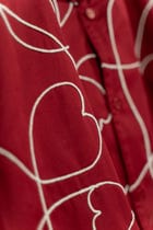 "Love scribbles" embroidered shirt- Red view 2