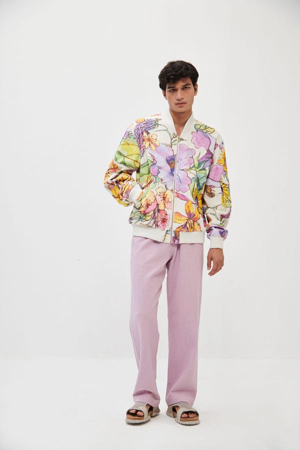 Perte D'ego — Floral sketch bomber jacket