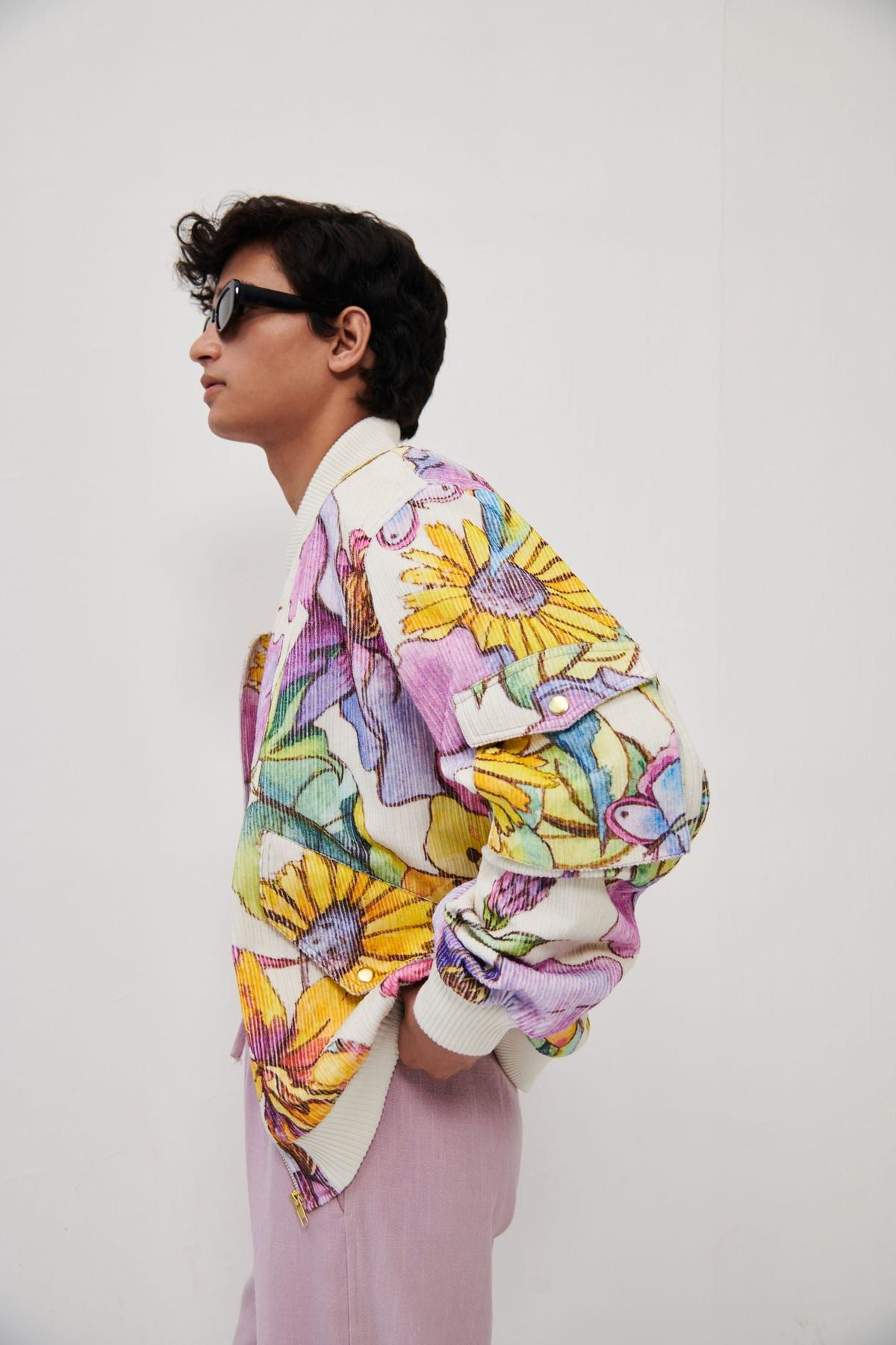 Floral sketch bomber jacket - image 6