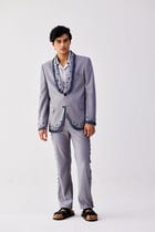 Blue stonework embroidered blazer view 2