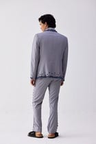 Blue stonework embroidered blazer view 3