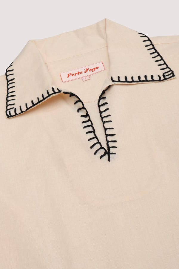 Perte D'ego — Blanket stitch hand embroidered resort shirt