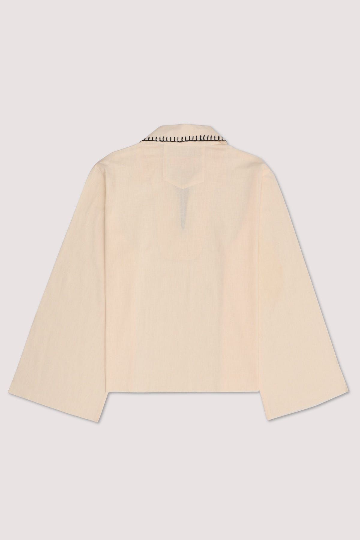 Blanket stitch hand embroidered resort shirt - image 4
