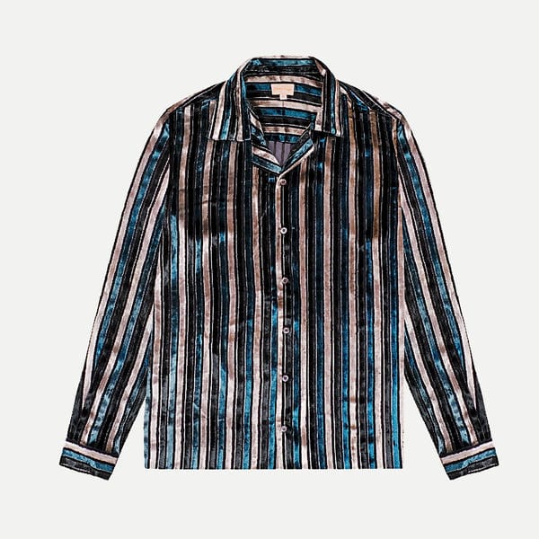 Perte D'ego — Blue "Cha Cha" silk velvet shirt