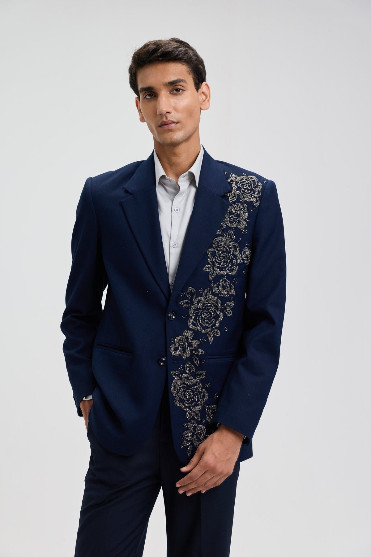 "Nocturne Rose" hand embroidered blazer - image 1