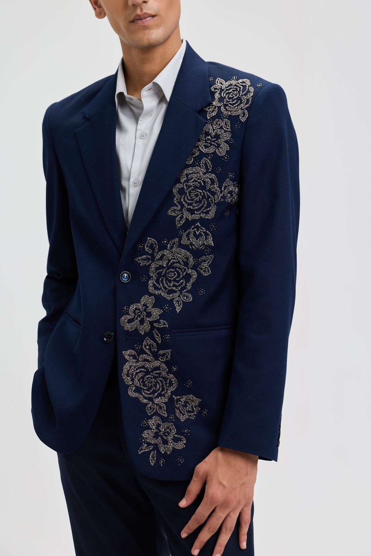 "Nocturne Rose" hand embroidered blazer - image 2
