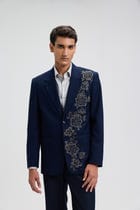 "Nocturne Rose" hand embroidered blazer view 3