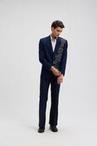 "Nocturne Rose" hand embroidered blazer view 4