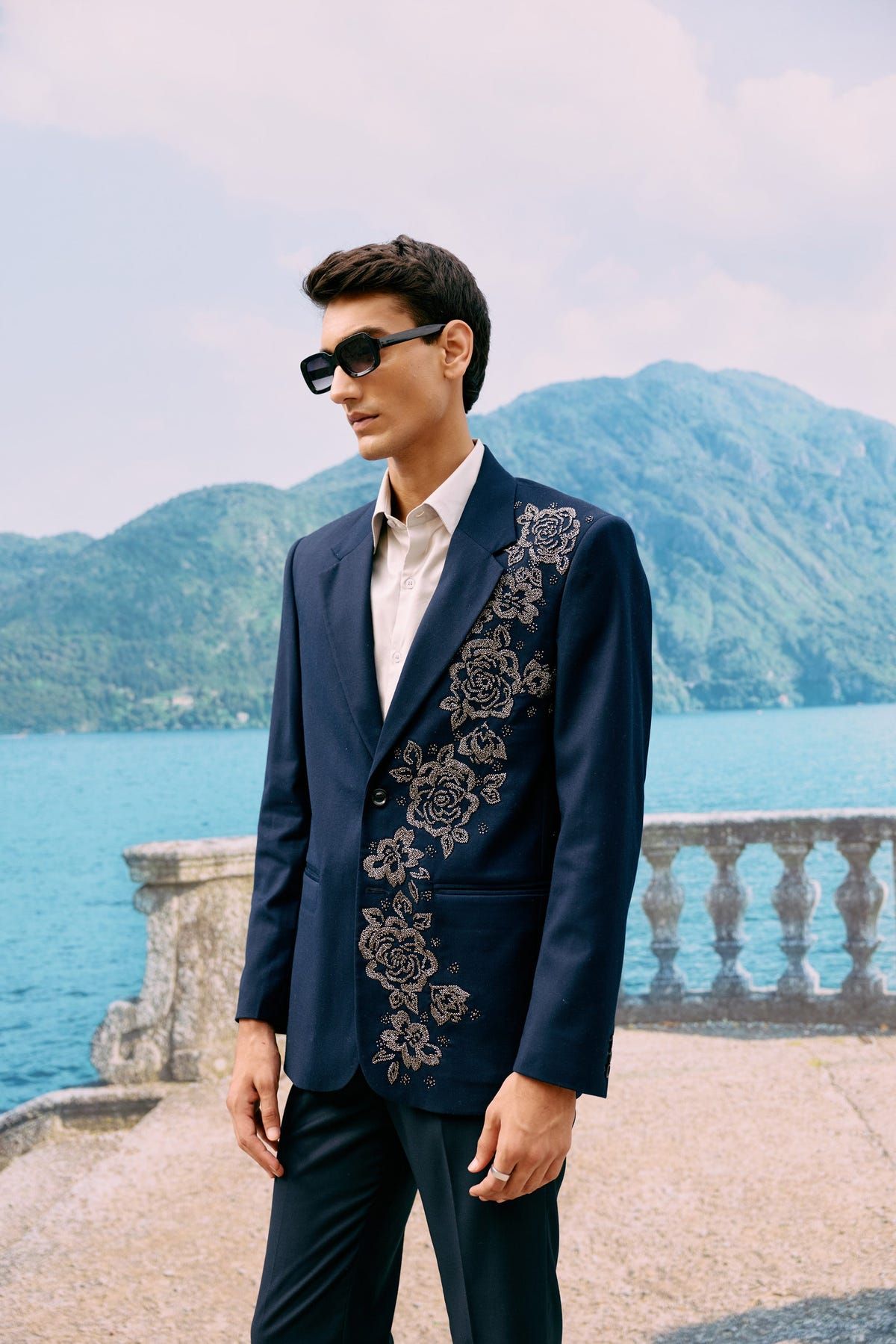 "Nocturne Rose" hand embroidered blazer - image 7