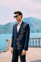 "Nocturne Rose" hand embroidered blazer view 7