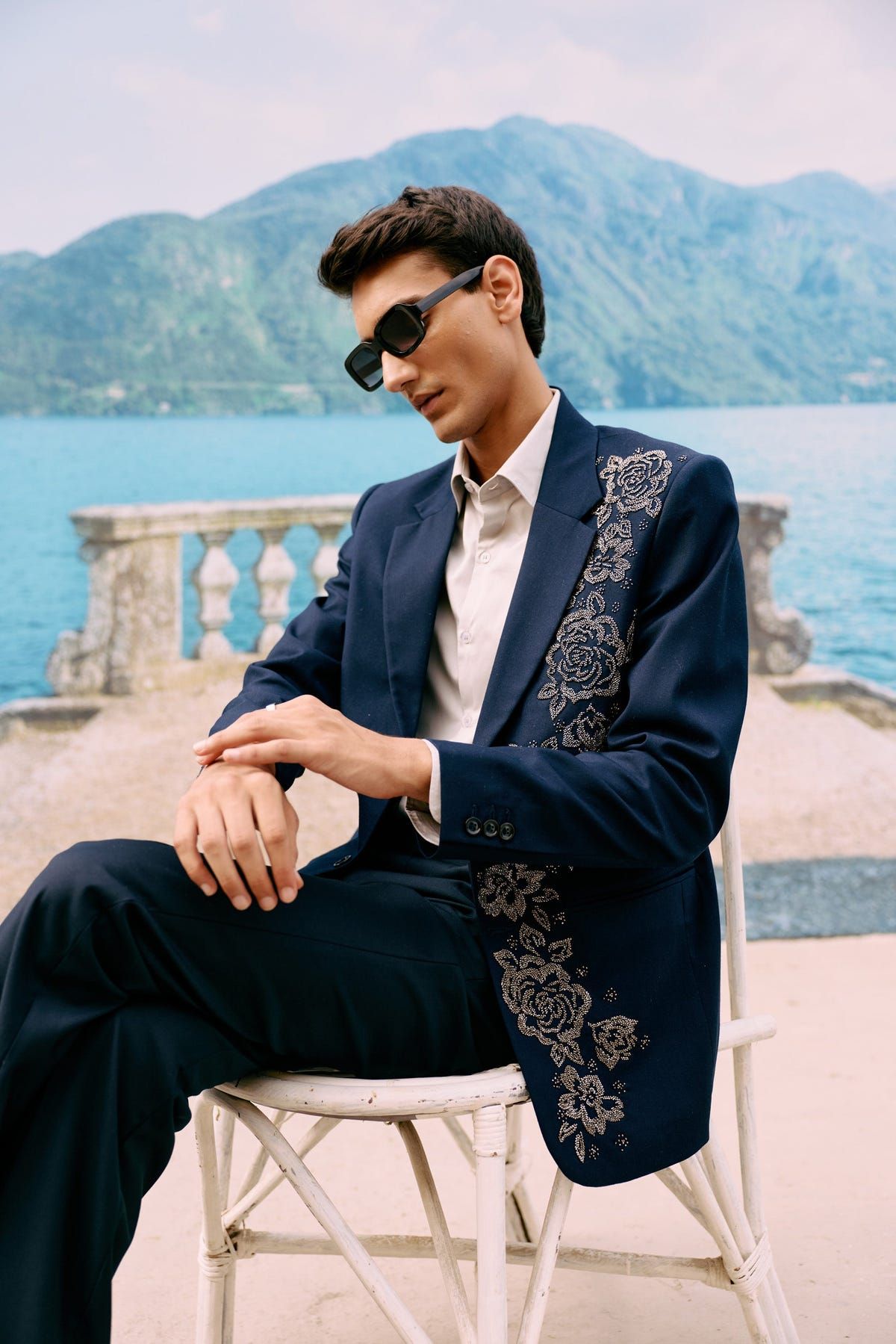 "Nocturne Rose" hand embroidered blazer - image 8