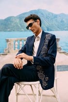 "Nocturne Rose" hand embroidered blazer view 8