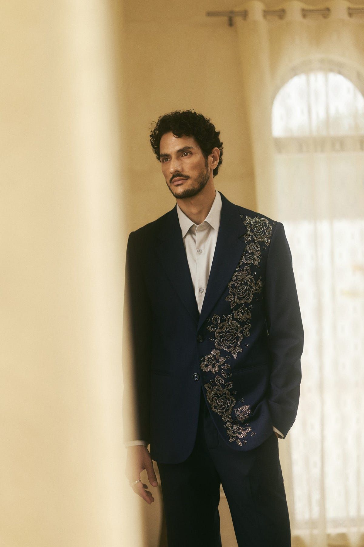 "Nocturne Rose" hand embroidered blazer - image 9
