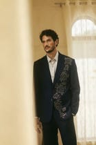 "Nocturne Rose" hand embroidered blazer view 9