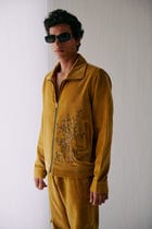 Hand embroidered deers zip up jacket view 1