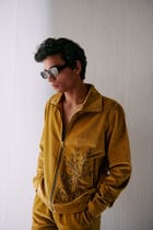 Hand embroidered deers zip up jacket view 2