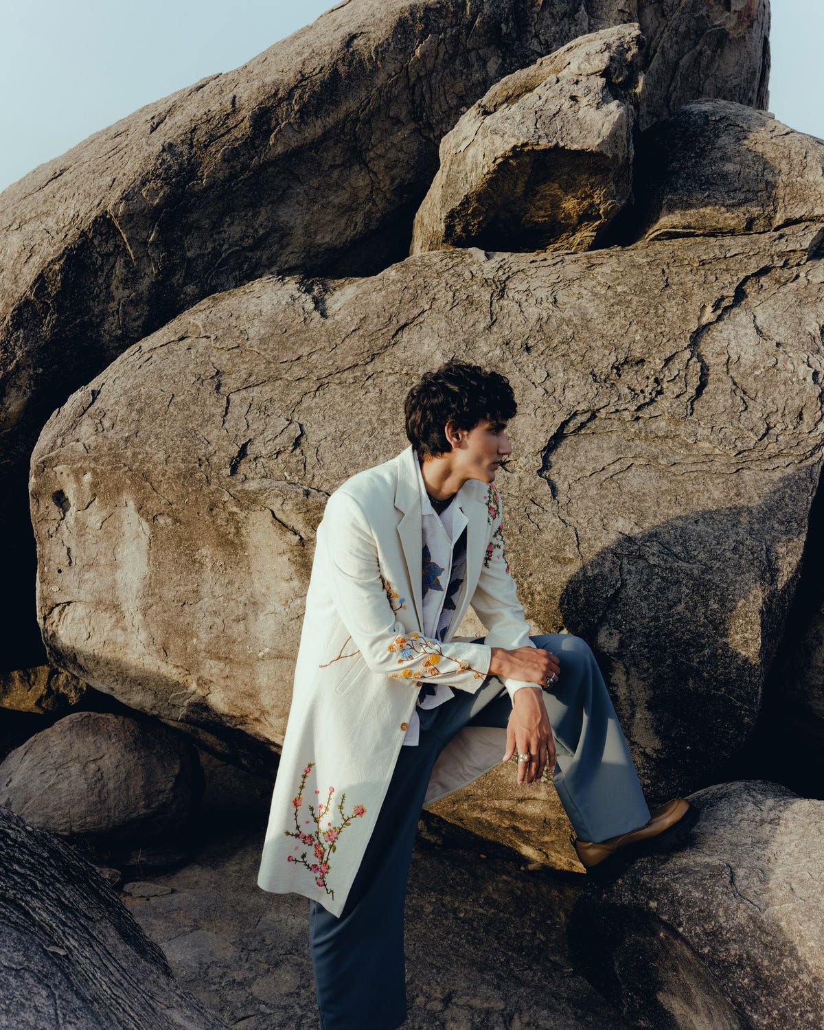 Floral hand embroidered overcoat - image 1