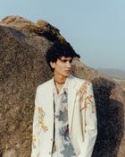 Floral hand embroidered overcoat view 2