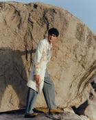 Floral hand embroidered overcoat view 5