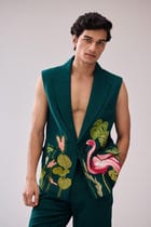 "Le Flamingo" hand embroidered resort blazer view 1