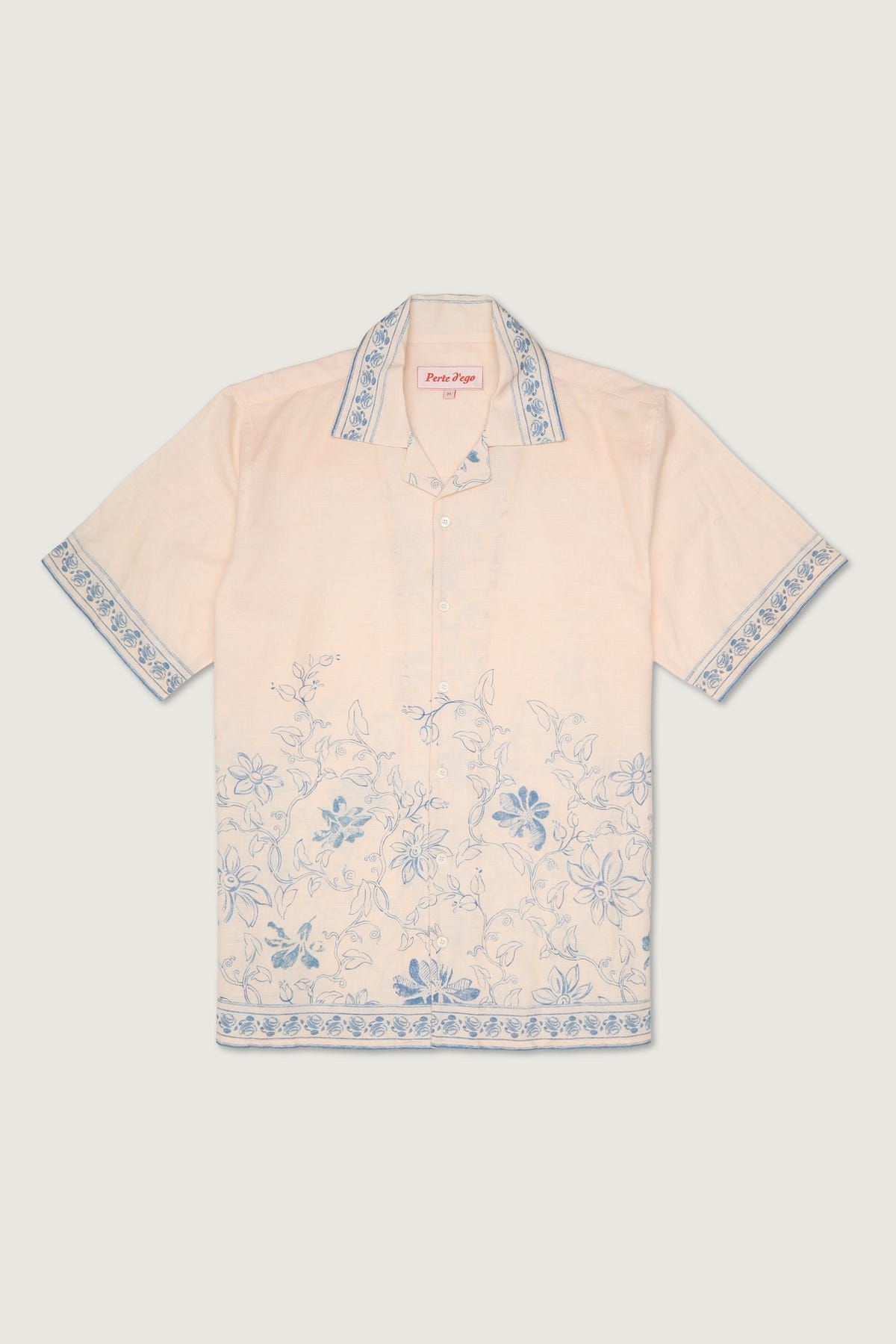 Vintage Blue Floral sketch Shirt - image 1