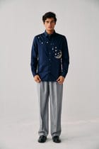 "Le cannes" hand embroidered pleated pants view 4