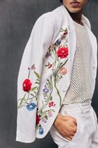 "Le Jardin" hand embroidered blazer-Ivory view 3