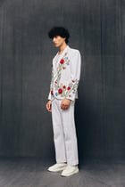 "Le Jardin" hand embroidered blazer-Ivory view 4